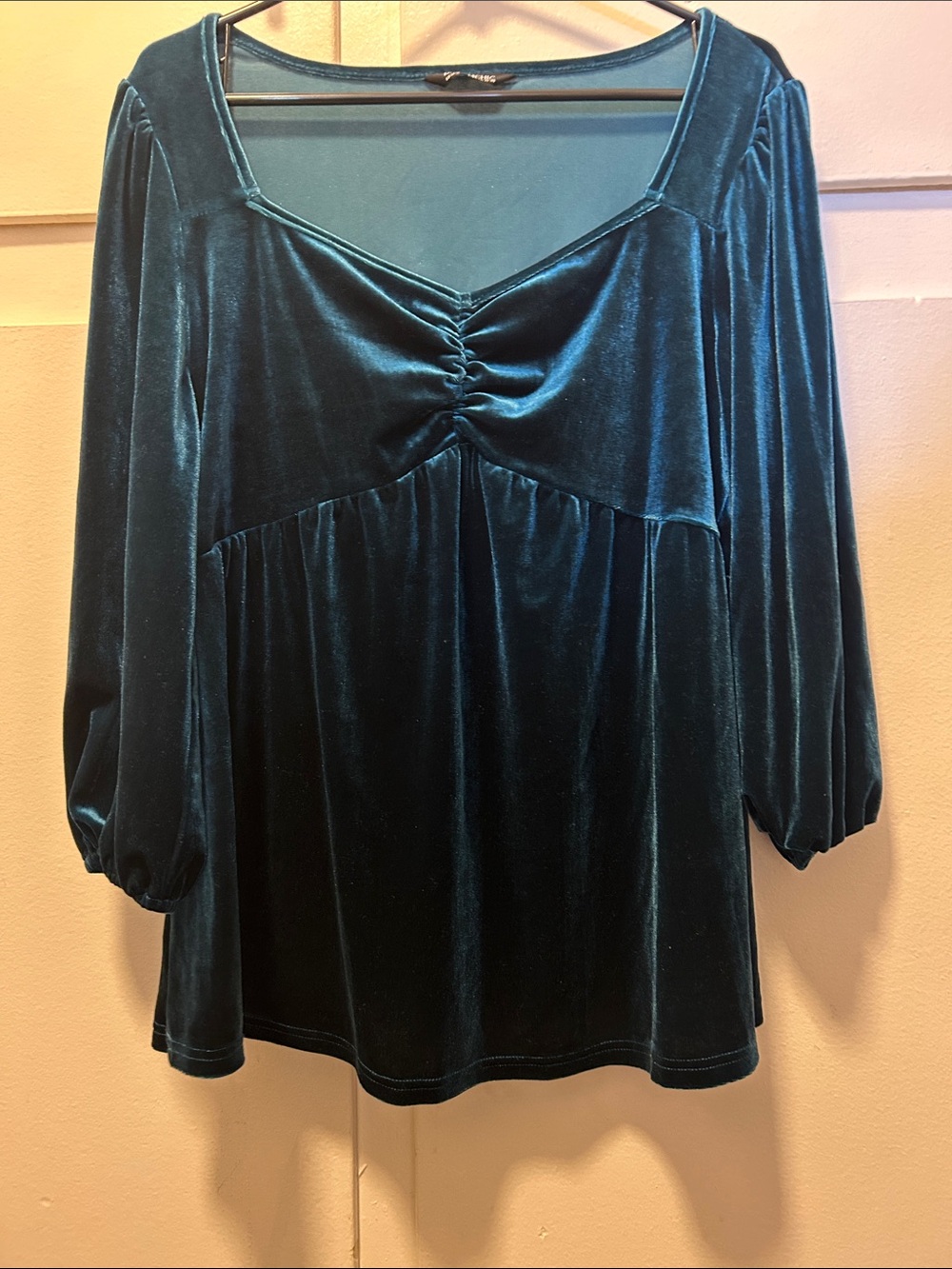 Teal Velvet Tunic Top bloomchic